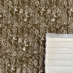 Printed Quilted Double Gauze SADYA Green / Ecru